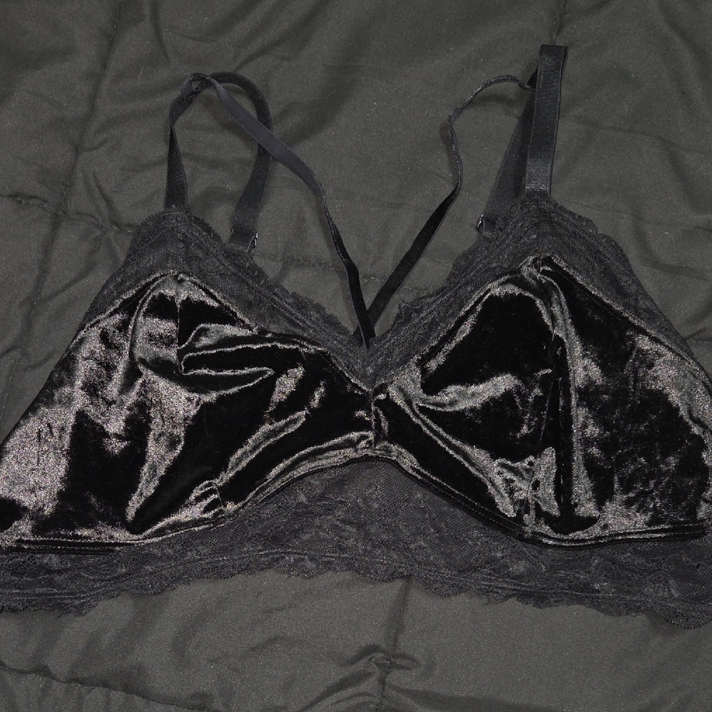 Torrid Black Velvet Lace Bralette